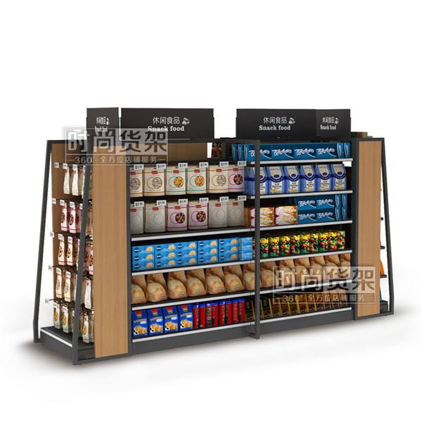 超市貨架_食品區 (雙面木背板)