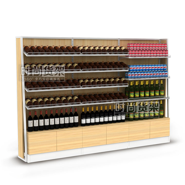 超市貨架_紅酒架 (木背板單面)